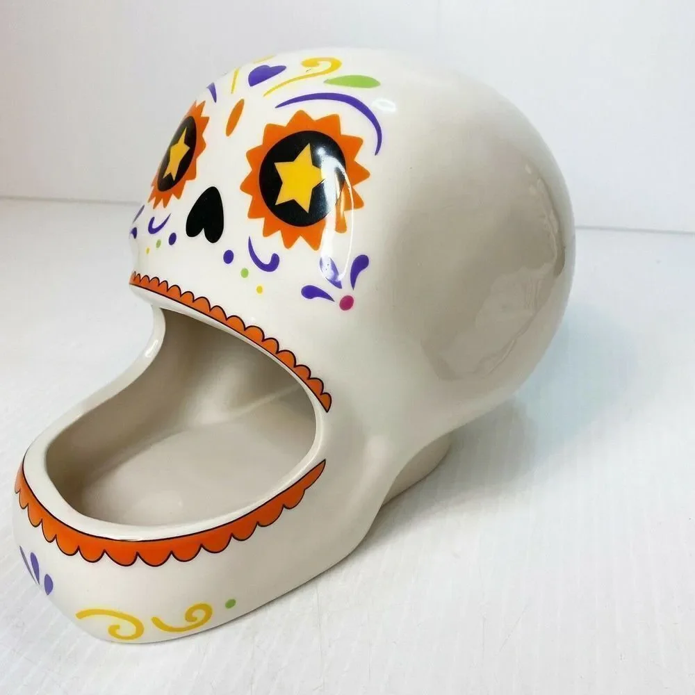 Ceramic Día de Muertos Sugar Skull Candy Bowl / Sponge Holder